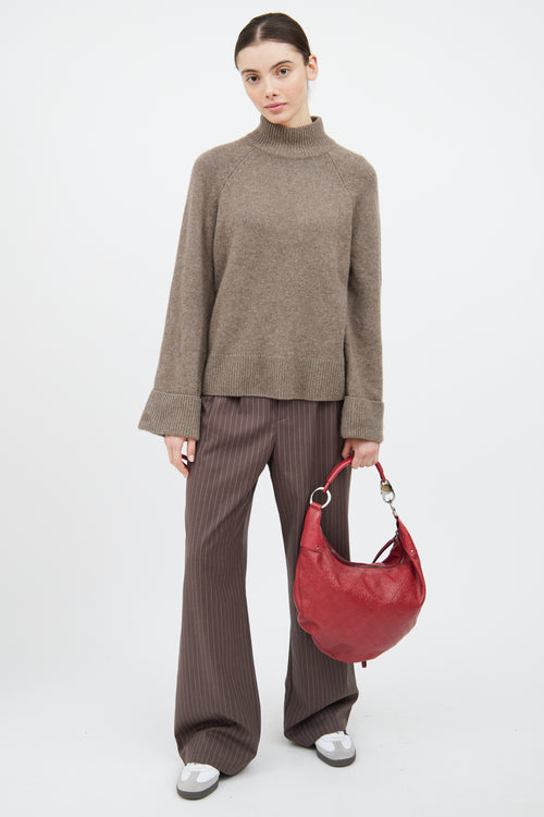 Gucci Red Leather Monogram Half Moon Bag