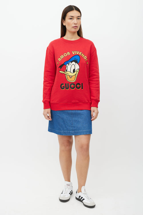 Gucci X Disney Red & Multicolour Logo Sweatshirt
