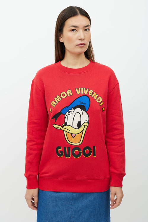 Gucci X Disney Red & Multicolour Logo Sweatshirt