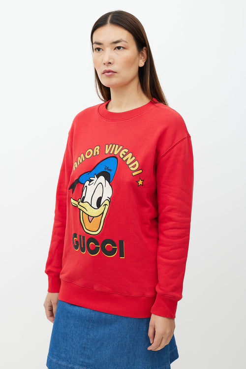 Gucci X Disney Red & Multicolour Logo Sweatshirt