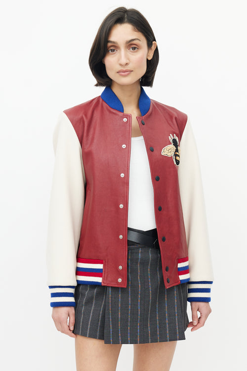 Gucci Red & Multicolour Blind For Love Varsity Jacket