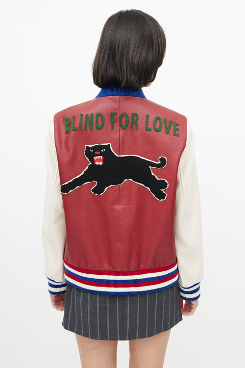 Gucci Red & Multicolour Blind For Love Varsity Jacket