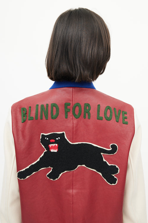 Gucci Red & Multicolour Blind For Love Varsity Jacket