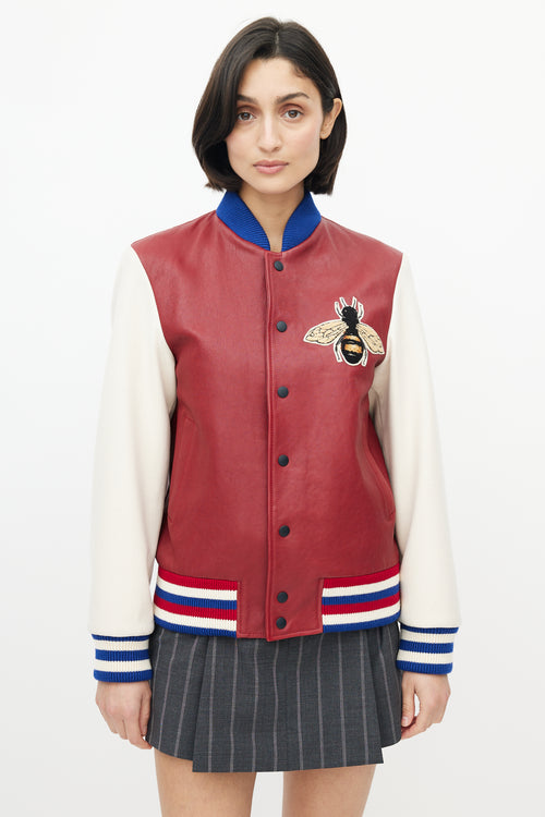 Gucci Red & Multicolour Blind For Love Varsity Jacket