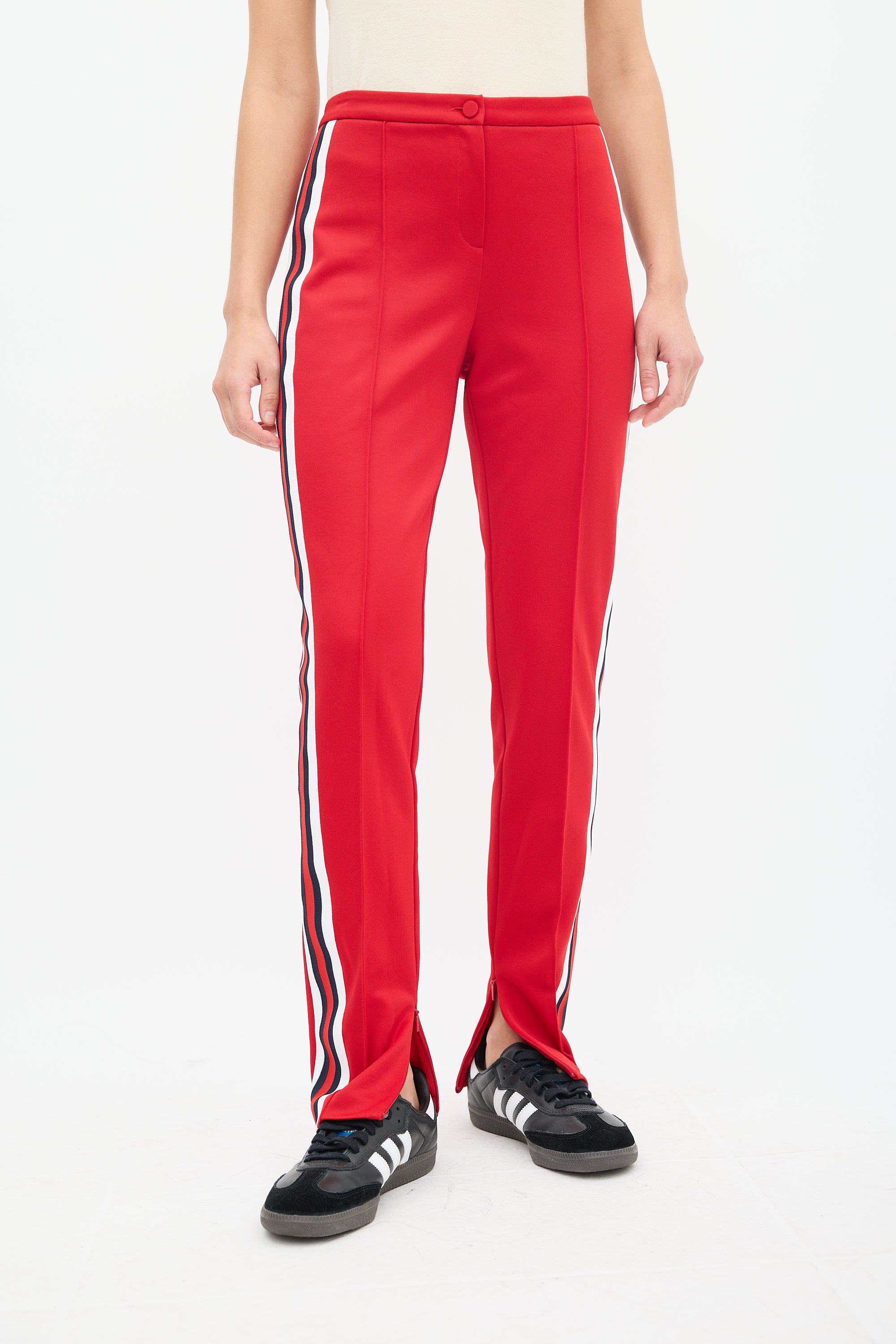 Gucci Red & Multicolour Striped Slim Trouser