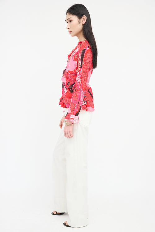 Gucci Spring 1999 Silk Acid Flower Blouse