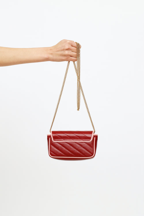 Gucci Red Super Mini Marmont Torchon Bag