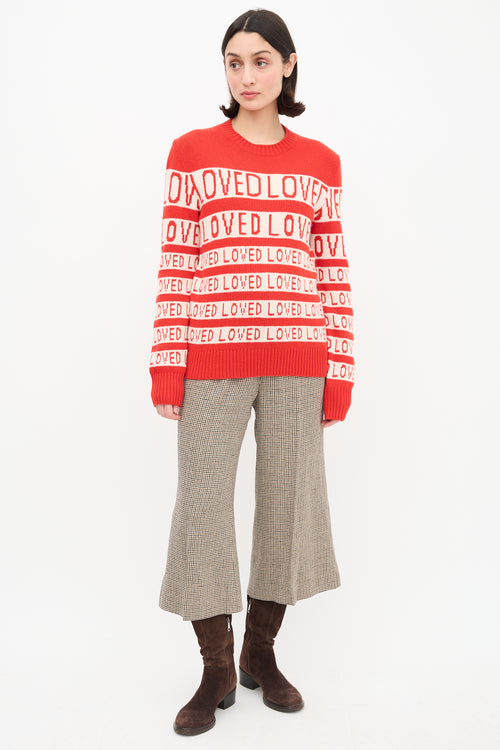 Gucci Red & White Love Jacquard Sweater