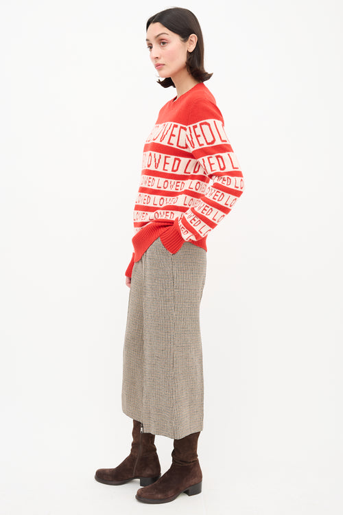 Gucci Red & White Love Jacquard Sweater