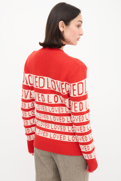Gucci Red & White Love Jacquard Sweater