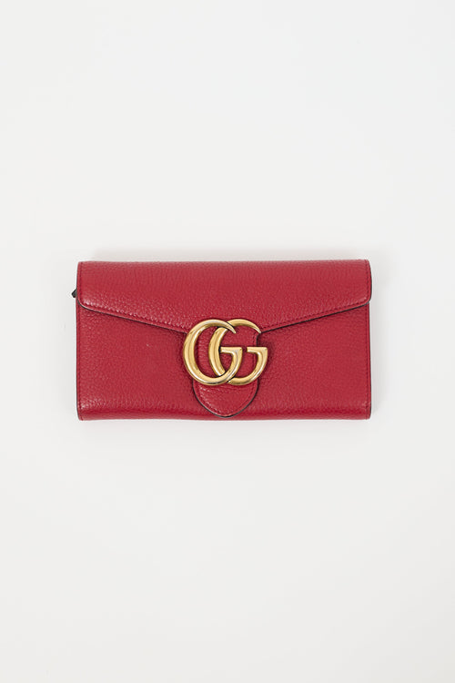 Gucci Red & Gold Double G Continental Wallet