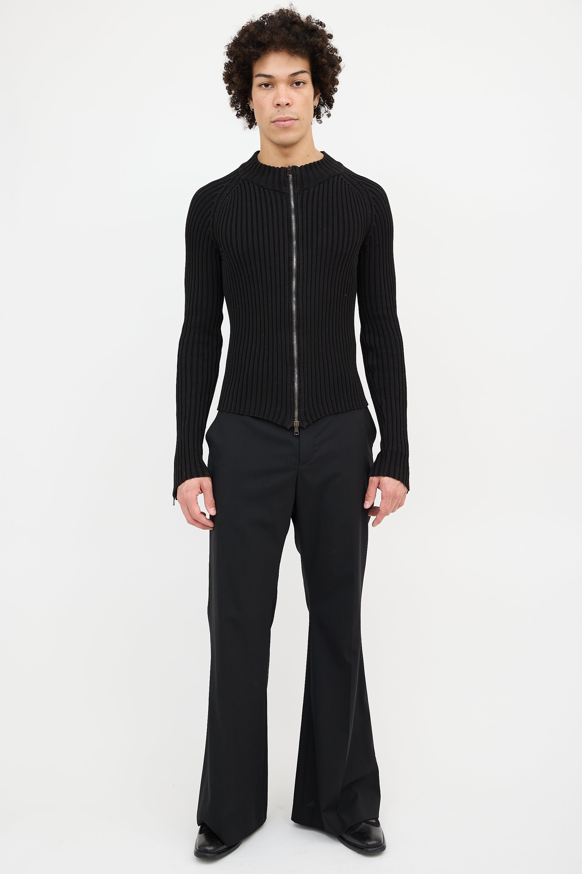 Gucci Ribbed Zip Up Sweater