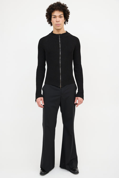 Gucci Ribbed Zip Up Sweater
