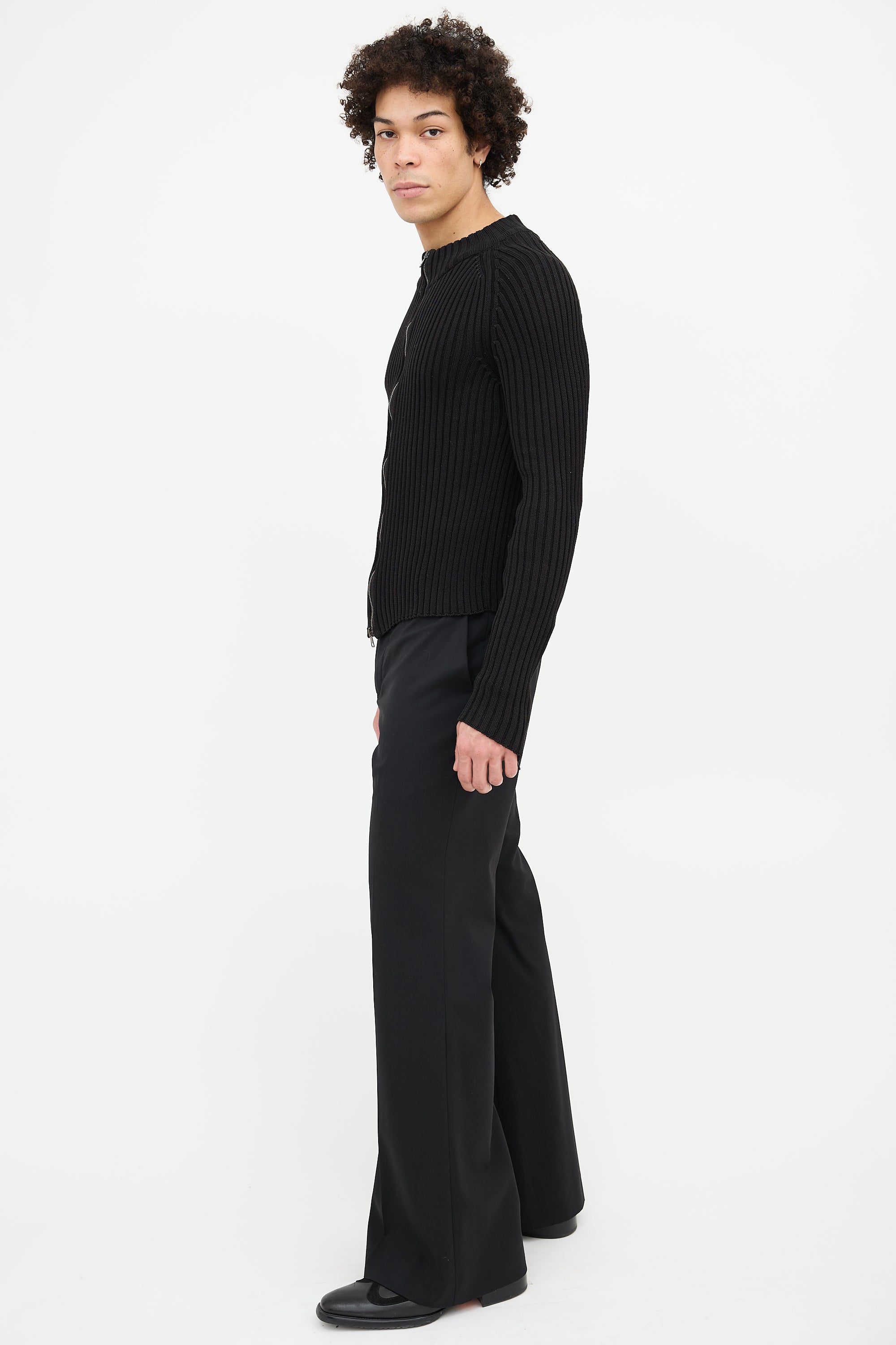 Gucci Ribbed Zip Up Sweater