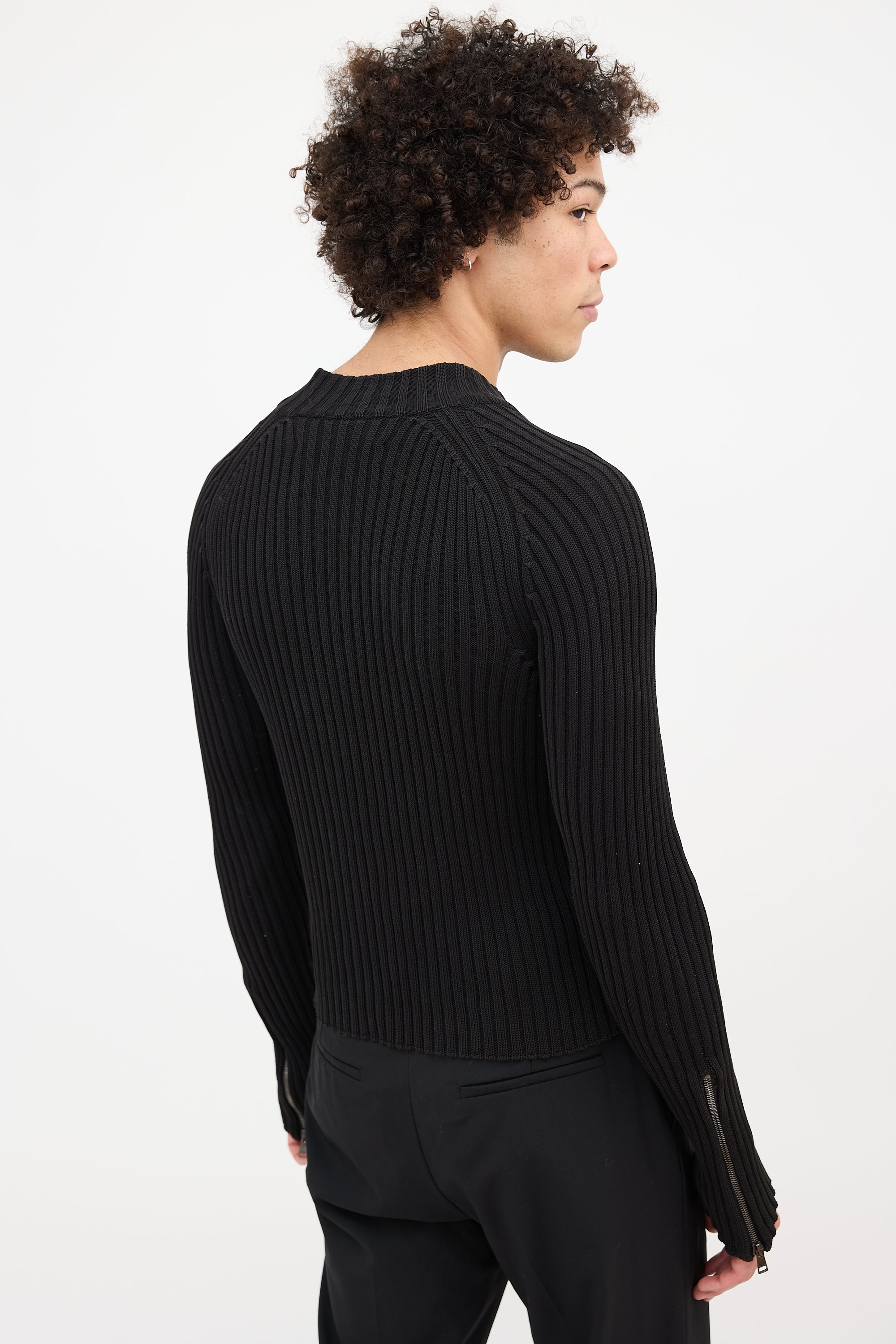 Gucci Ribbed Zip Up Sweater