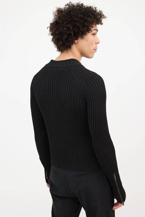 Gucci Ribbed Zip Up Sweater
