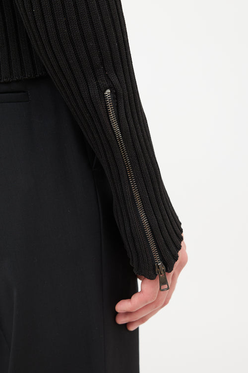 Gucci Ribbed Zip Up Sweater