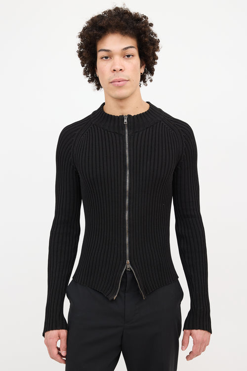 Gucci Ribbed Zip Up Sweater