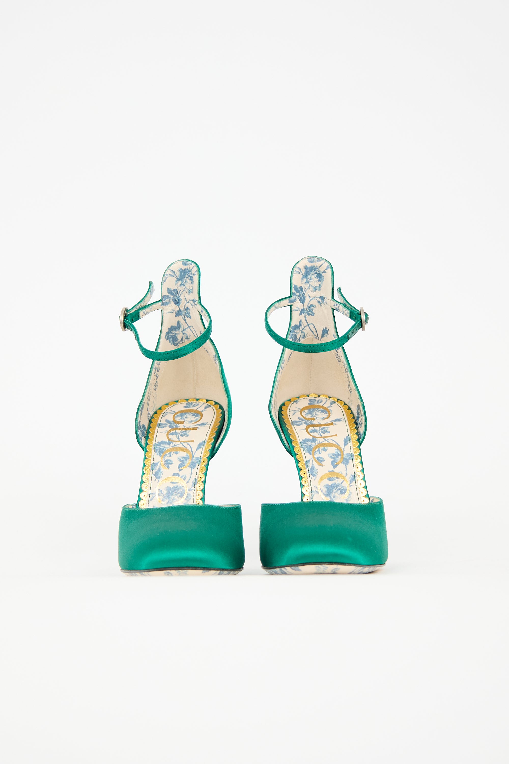 Gucci Satin Crystal Buckle Pump