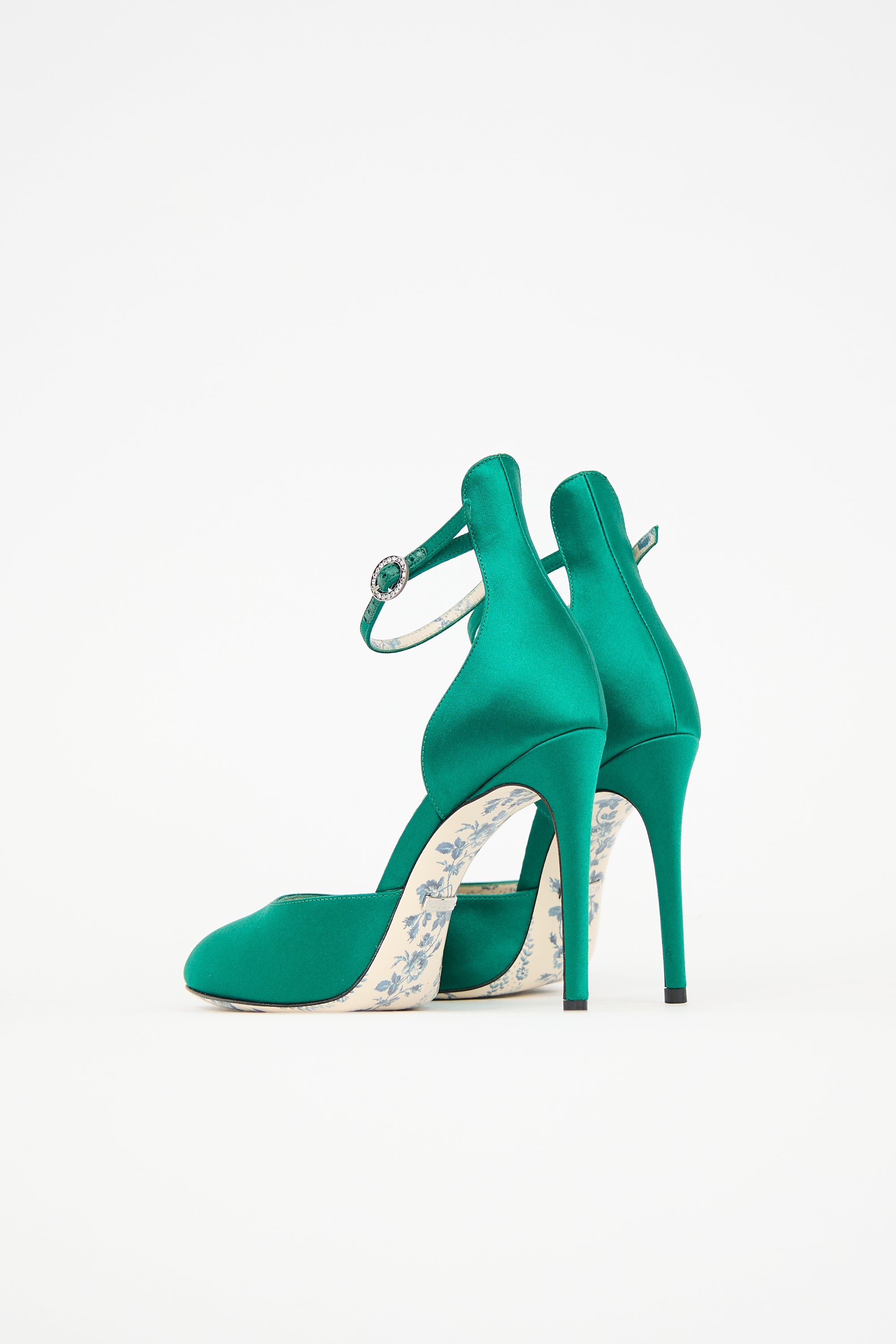 Gucci Satin Crystal Buckle Pump