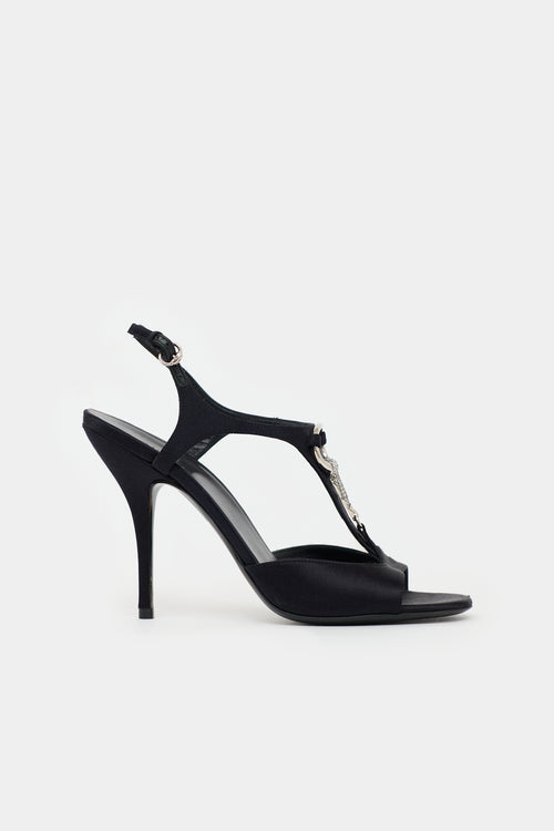 Gucci Satin Crystal Embellished Sandal