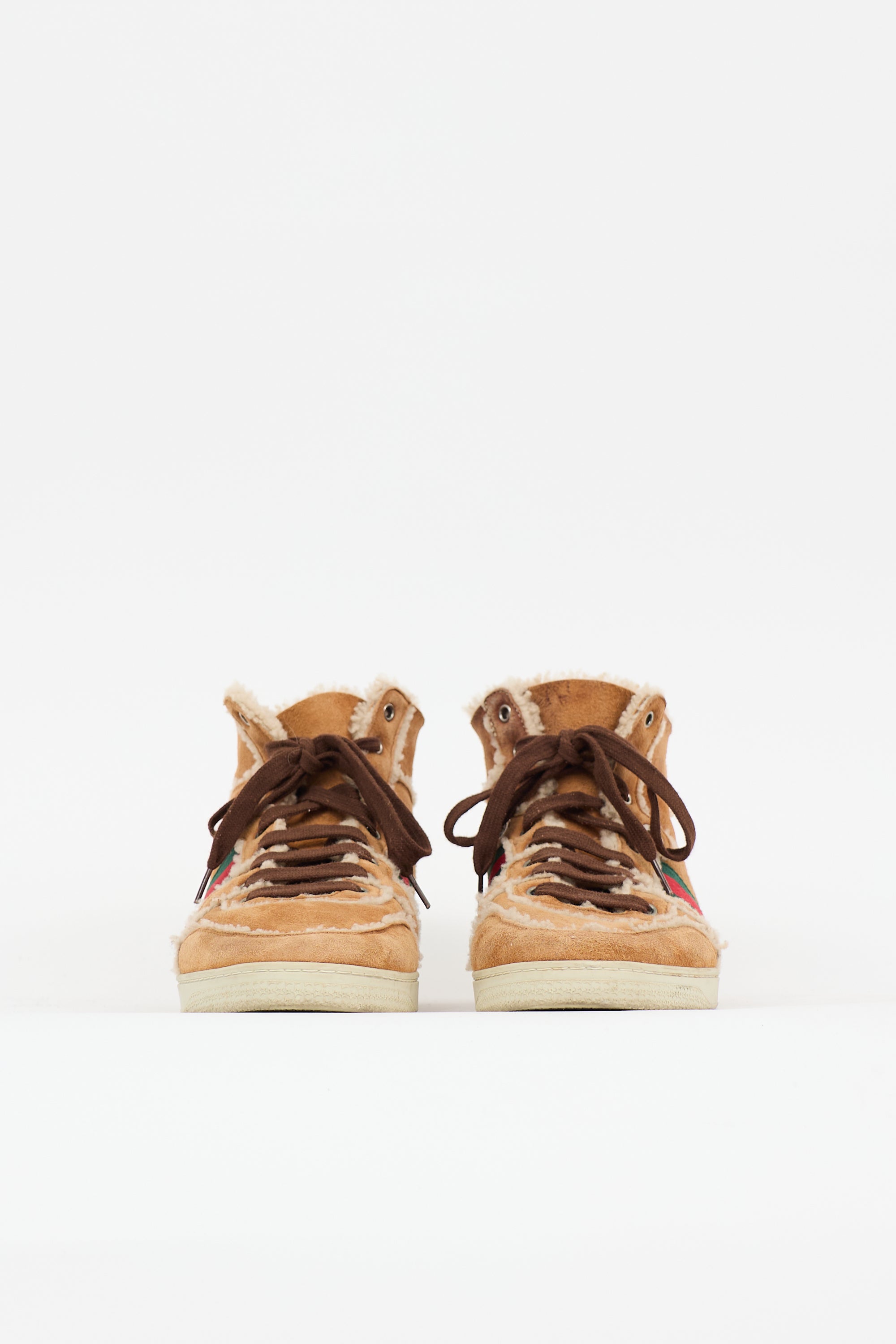 Gucci Shearling Web Hi-Top Sneaker