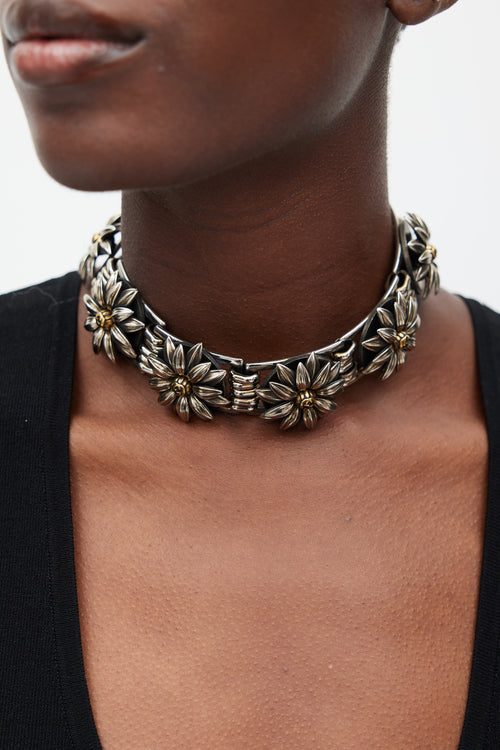 Silver & Gold Floral GG Choker