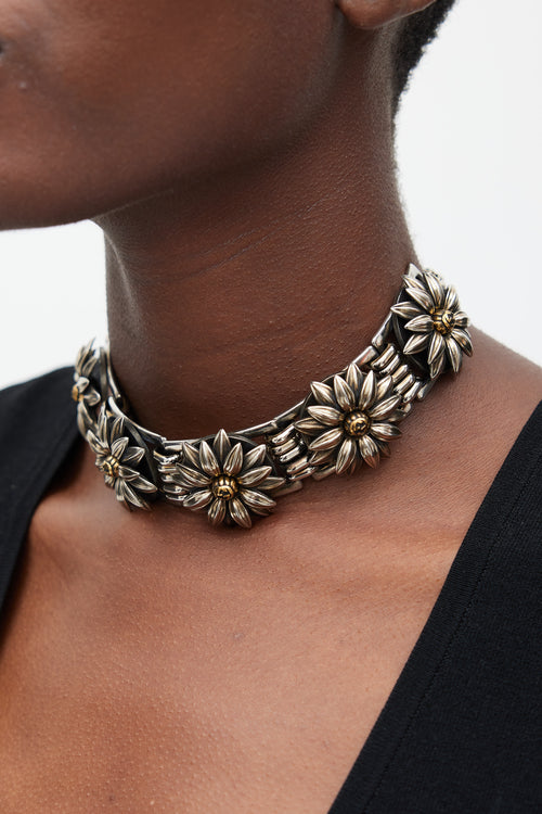 Silver & Gold Floral GG Choker