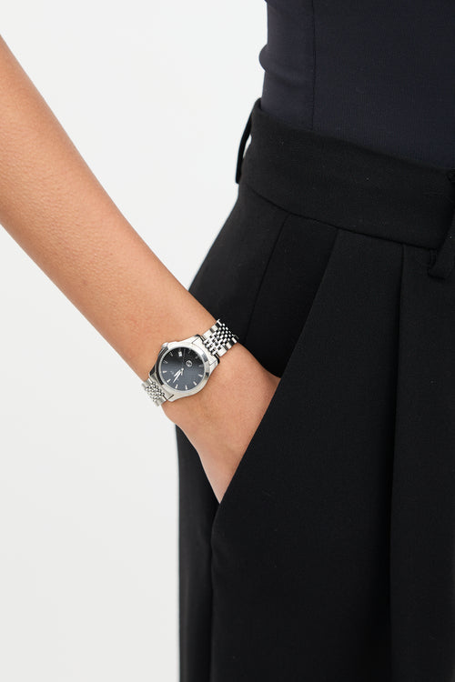 Gucci Silver Stainless Steel & Black G-Timeless Watch