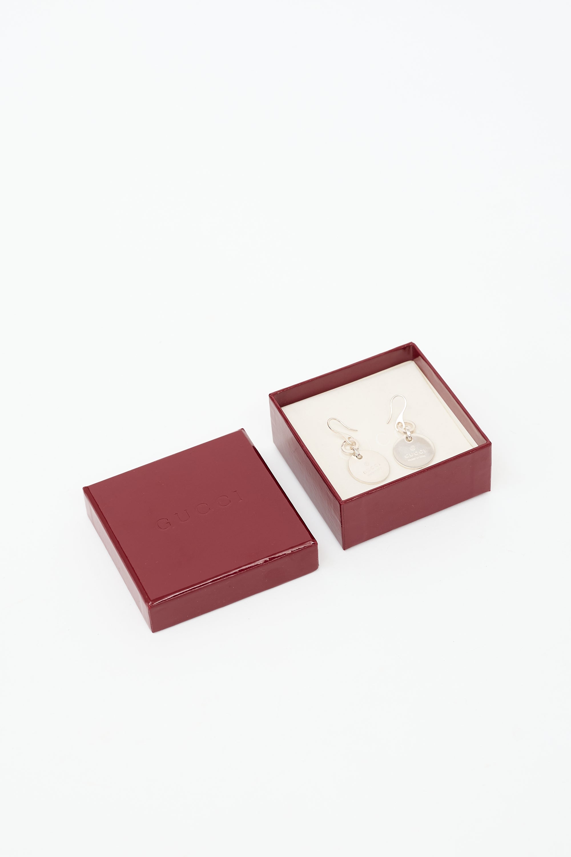 Gucci Sterling Silver Logo Drop Earrings