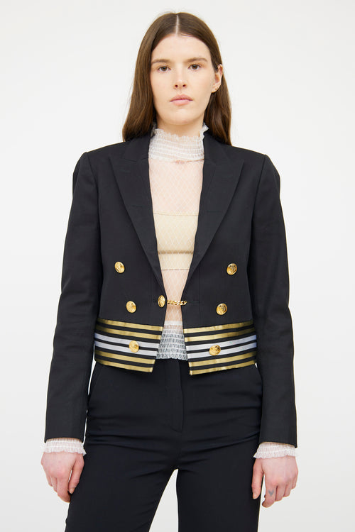 Gucci Black & Gold Stripe Cropped Blazer