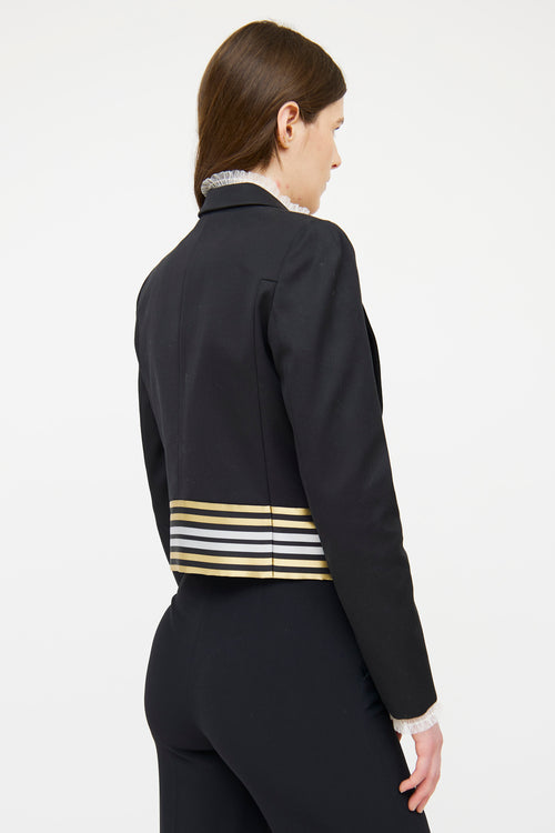 Gucci Black & Gold Stripe Cropped Blazer