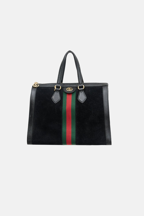 Gucci Suede Web Ophidia Boston Bag