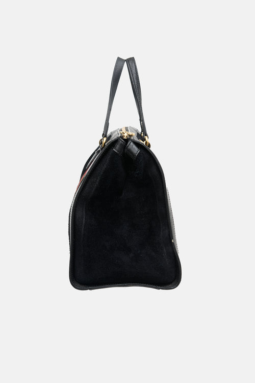Gucci Suede Web Ophidia Boston Bag