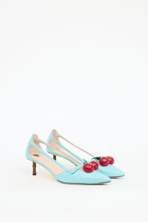 Gucci Blue & Red Leather Unia Cherry Pump