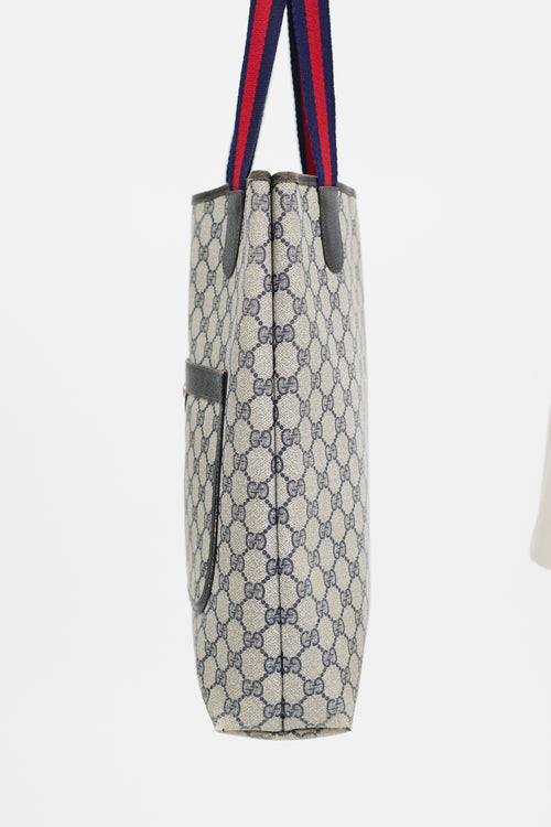Gucci Vintage Navy & Beige Sherry Line GG Plus Tote Bag
