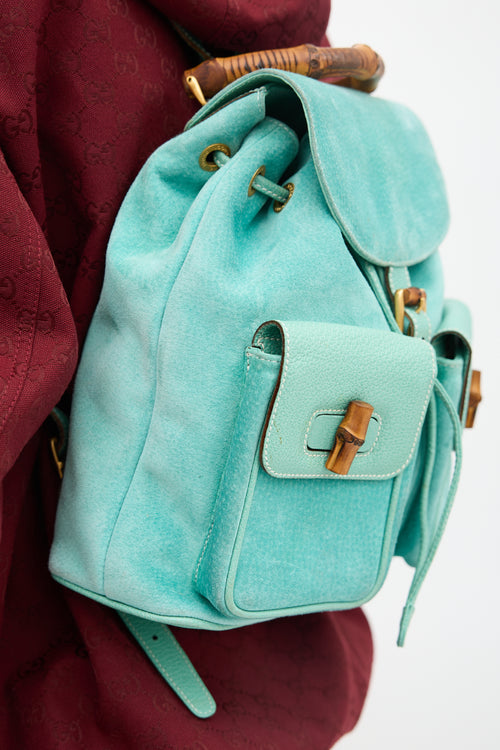 Gucci Vintage Suede Bamboo Backpack