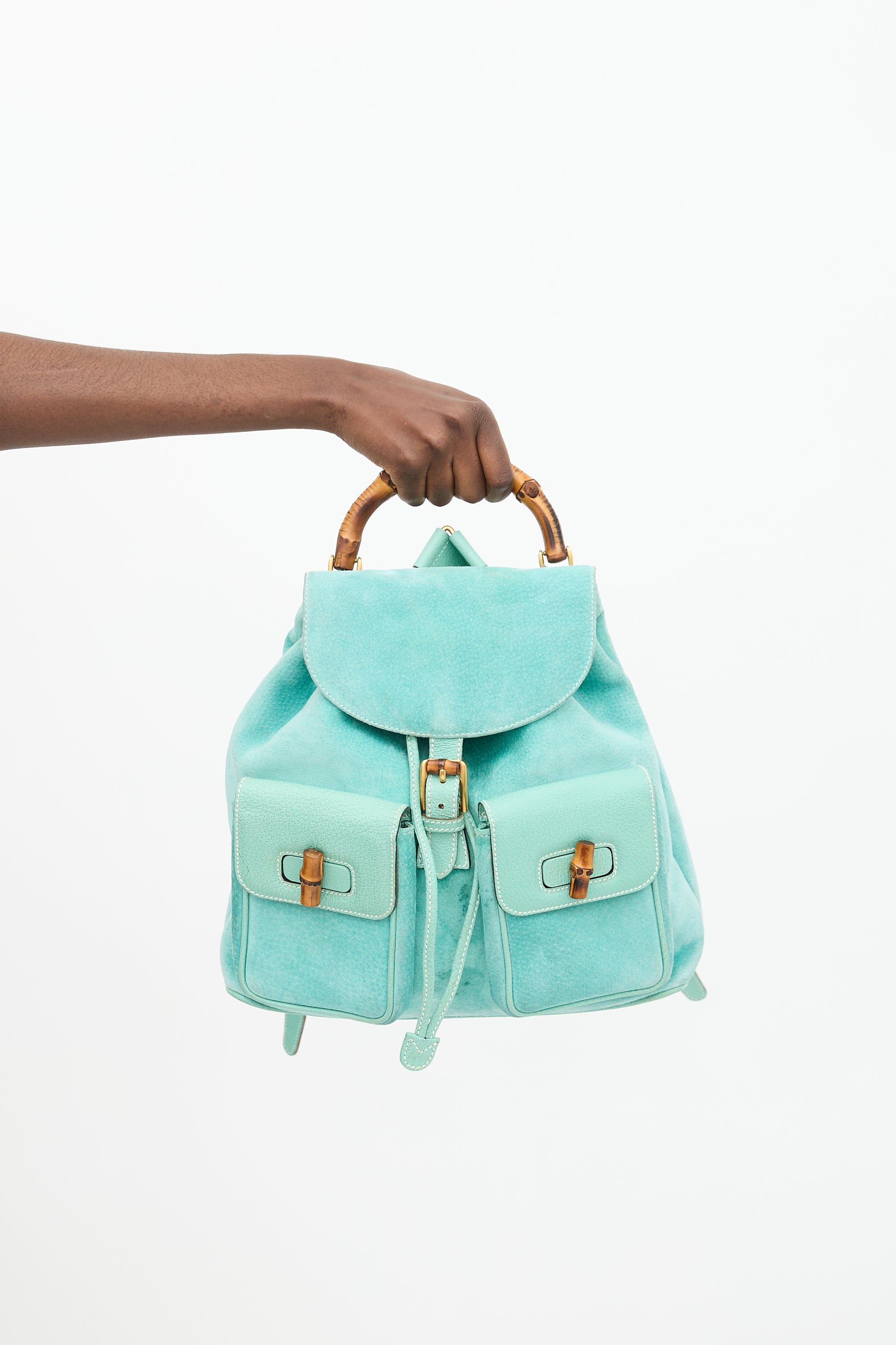 Gucci Vintage Suede Bamboo Backpack