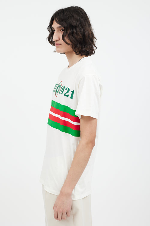 Gucci White & Green Embroidered GG Logo T-Shirt