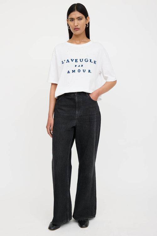 Gucci L'Aveugle Distressed Embroidered T-Shirt