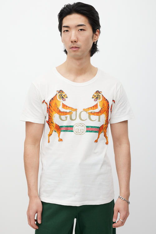 Gucci White & Multicolour Logo T-Shirt