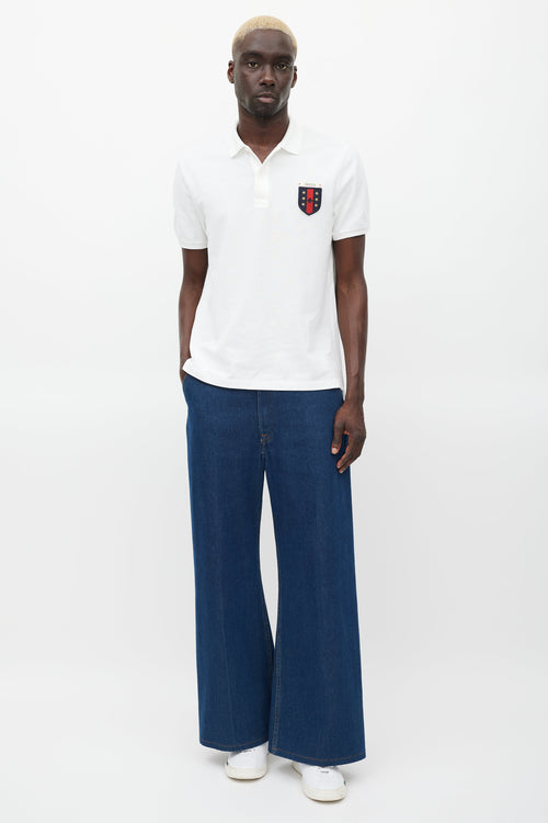 Gucci White & Multicolour Patch Polo