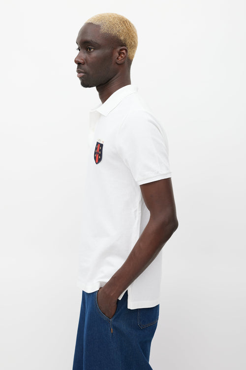 Gucci White & Multicolour Patch Polo