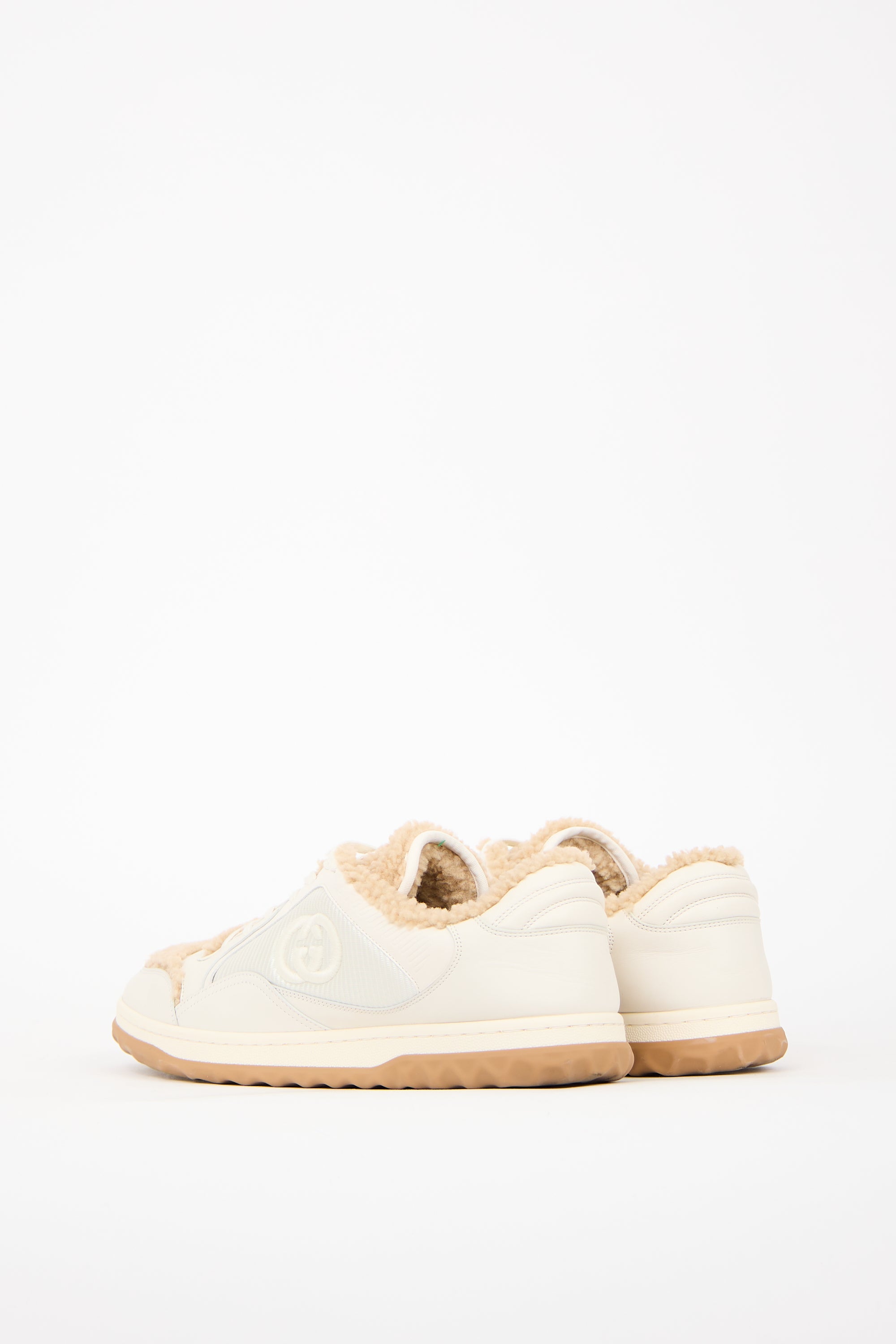 Gucci White Leather & Shearling MAC80 Sneaker