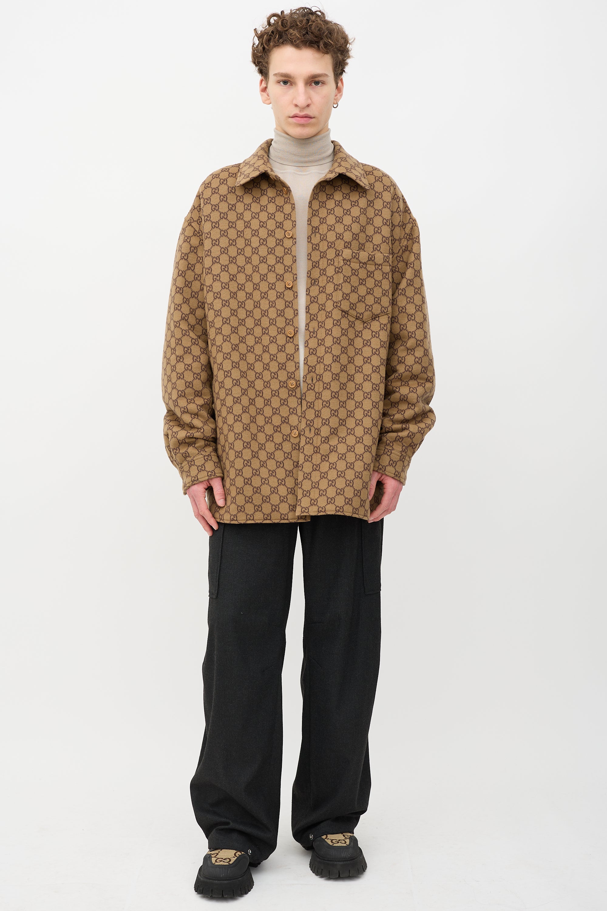Gucci Wool Monogram Shirt Jacket