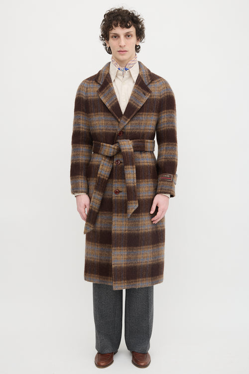 Gucci Wool Plaid Belted Coat