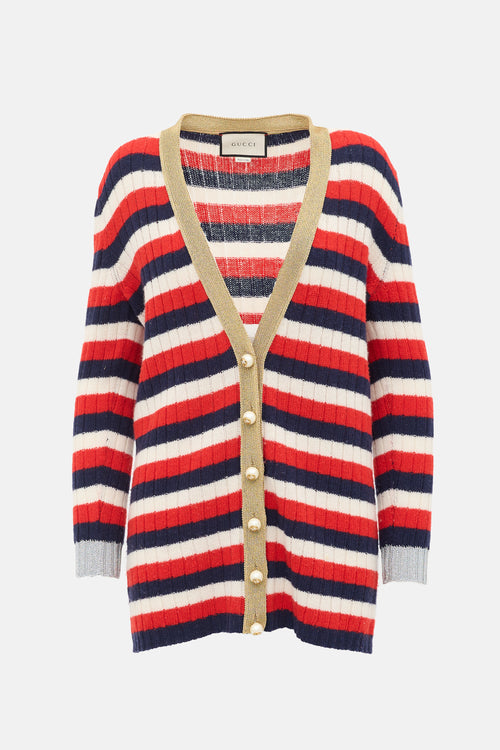 Gucci Wool & Cashmere Striped Cardigan