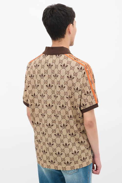Gucci X Adidas Brown GG Trefoil Polo