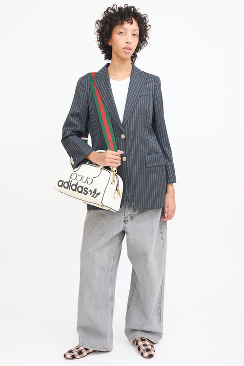 Gucci X Adidas White & Multicolour Leather Mini Duffle Bag