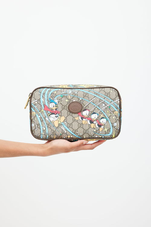 Gucci X Disney Brown & Multi Donald Monogram Belt Bag